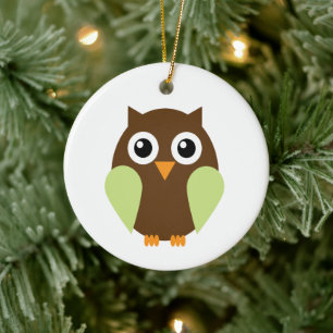 Grüne Eule Keramik Ornament