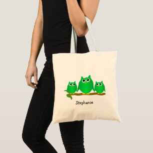 Grüne Eulen Design Personalisiert Tragetasche