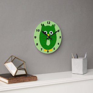 Grüne Eulen Design Runde Wanduhr