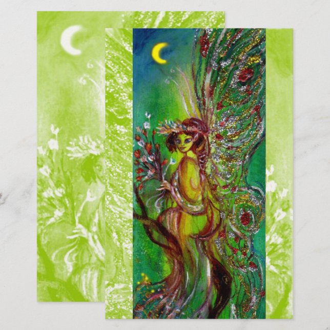 GRÜNE FAIRY HOLEN BLUME IN MOONLIGHT Fantasy Briefpapier (Vorne/Hinten)