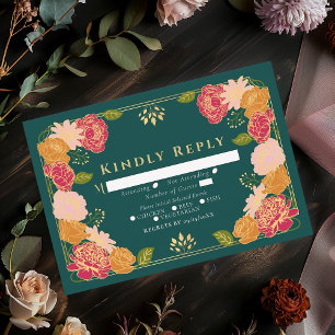 Grüne Fantasie Verzauberter Garten Hochzeit RSVP  Karte