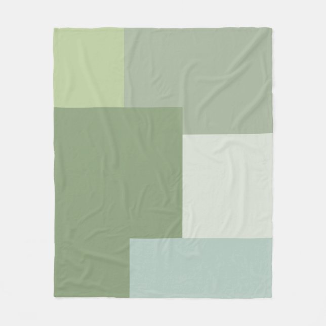 Grüne Farbblöcke für Minimalistische geometrische  Fleecedecke (Vorderseite)