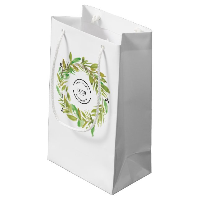 Grüne Farbe Wreath Firmenlogo Weihnachten Kleine Geschenktüte (Rückseite Schrägansicht)