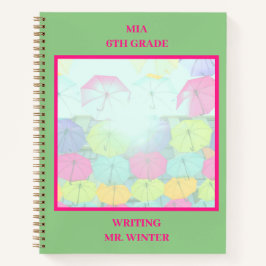 Grüne farbige Regenschirme Notizbuch