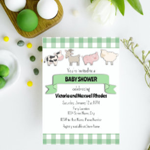 Grüne Farm Baby Dusche Einladung