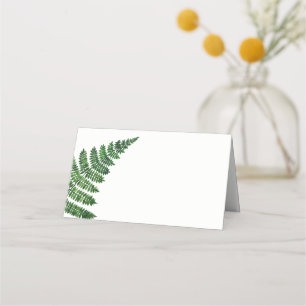 Grüne Farn-Hochzeit. Wasserfarbe Wald Botanik Platzkarte