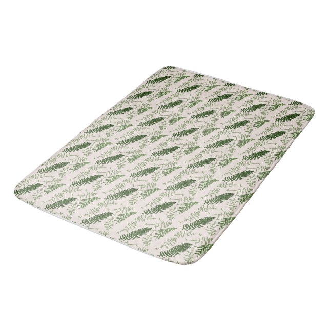 Grüne Farne wiederholen Oberflächenmuster Bath Mat Badematte (Schrägansicht)