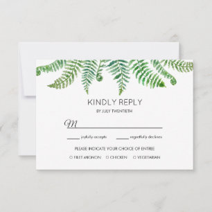 Grüne Farnwartekarte RSVP Karte