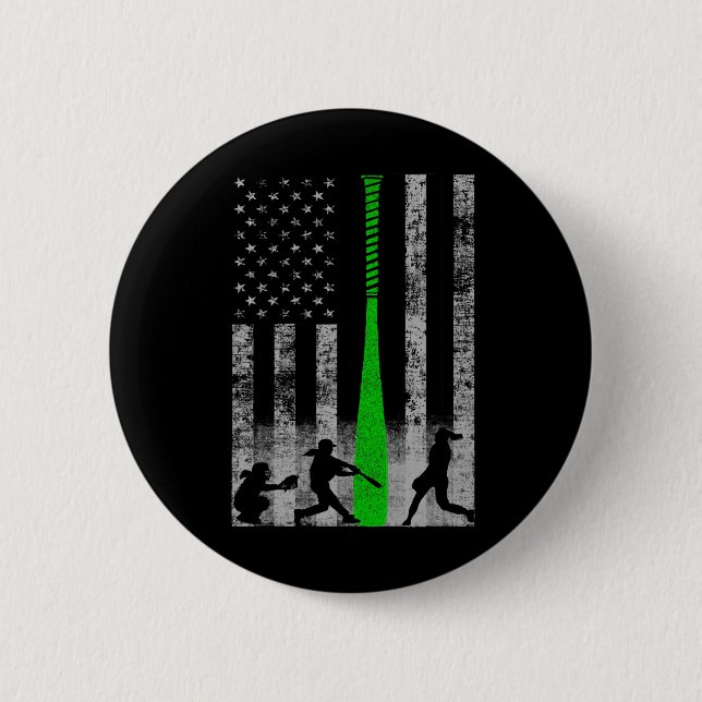 Grüne Fastpitch-Softll-Flagge - Softll-Spieler Auf Button (Vorderseite)