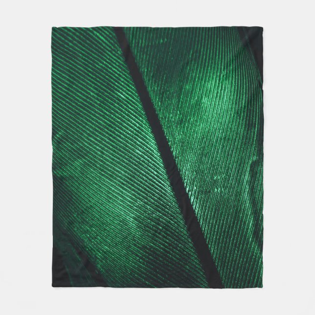 Grüne Feder, schöne Muster Textur. Fleecedecke (Vorderseite)