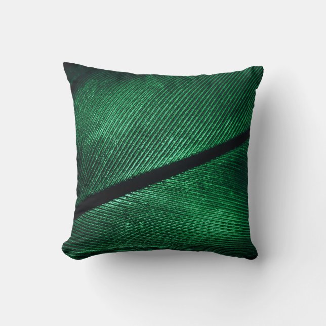 Grüne Feder, schöne Muster Textur. Kissen (Vorderseite)