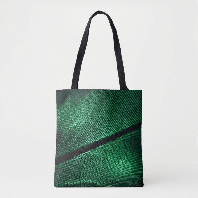 Grüne Feder, schöne Muster Textur. Tasche (Vorderseite)