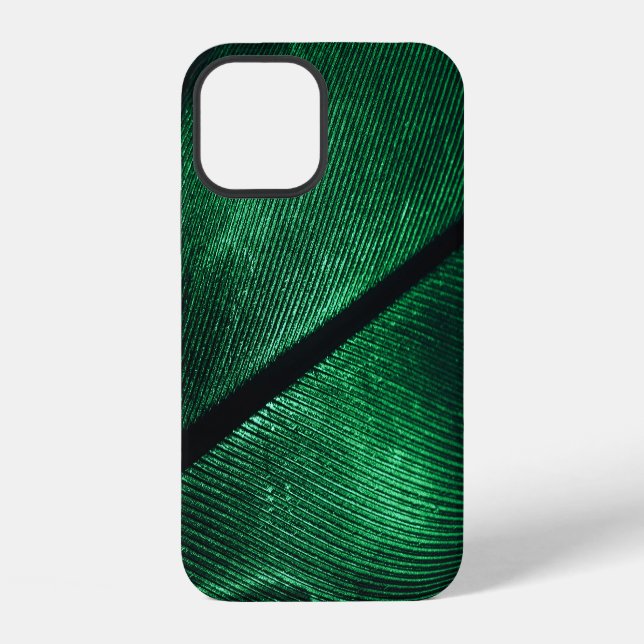 Grüne Feder, schöne Mustertextur. iPhone 12 Hülle (Rückseite)