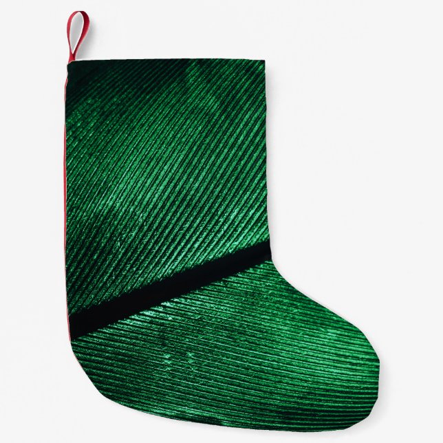 Grüne Feder, schöne Mustertextur. Kleiner Weihnachtsstrumpf (Vorderseite)
