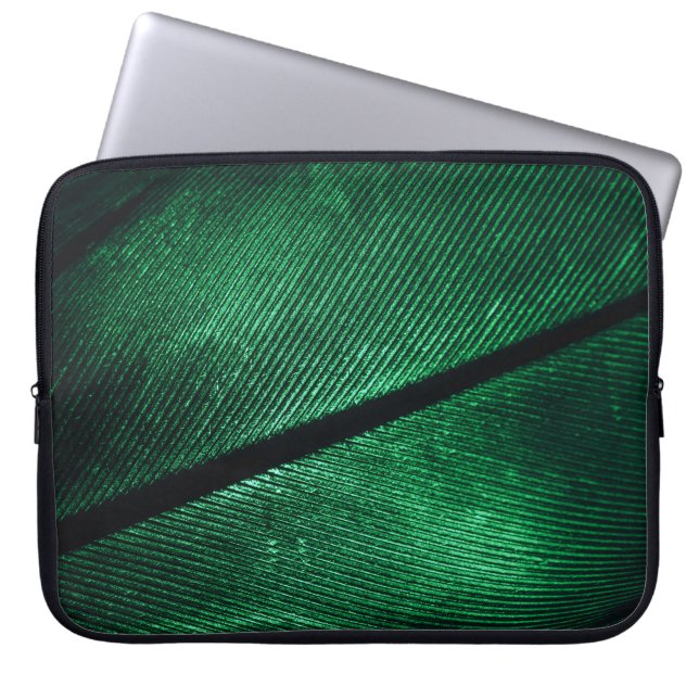 Grüne Feder, schöne Mustertextur. Laptopschutzhülle (Vorderseite)