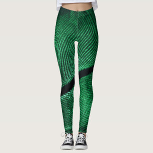 Grüne Feder, schöne Mustertextur. Leggings