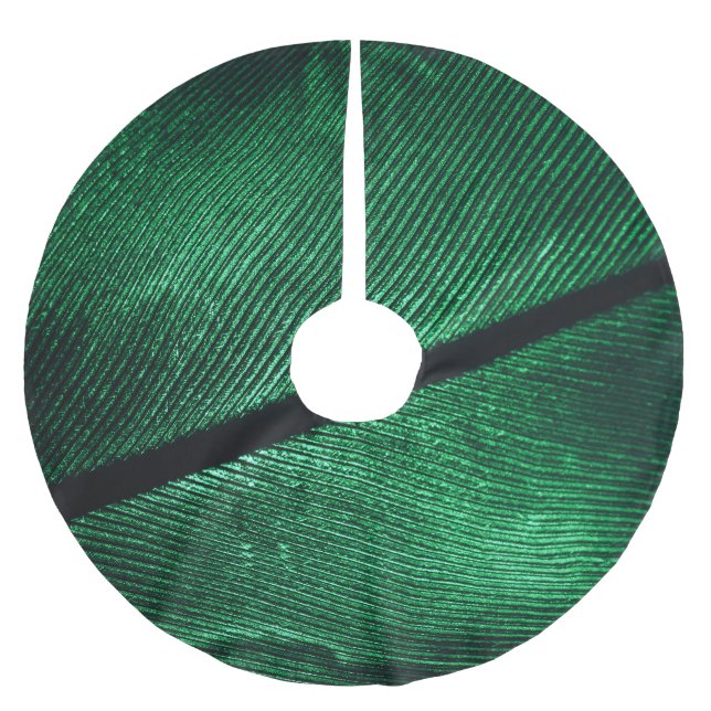 Grüne Feder, schöne Mustertextur. Polyester Weihnachtsbaumdecke (Vorderseite)
