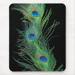 Grüne Federn mit Schwarz Mousepad