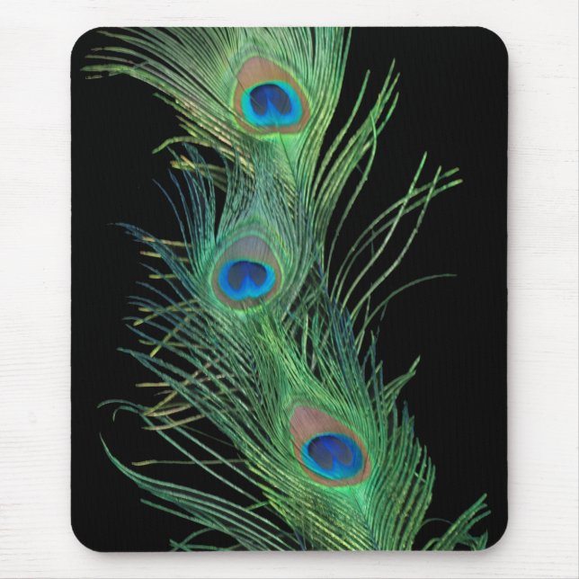 Grüne Federn mit Schwarz Mousepad (Vorne)