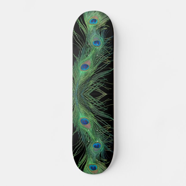 Grüne Federn mit Schwarz Skateboard (Vorderseite)
