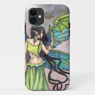 Grüne Fee und Drachen Fantasy-Kunst iPhone 11 Hülle