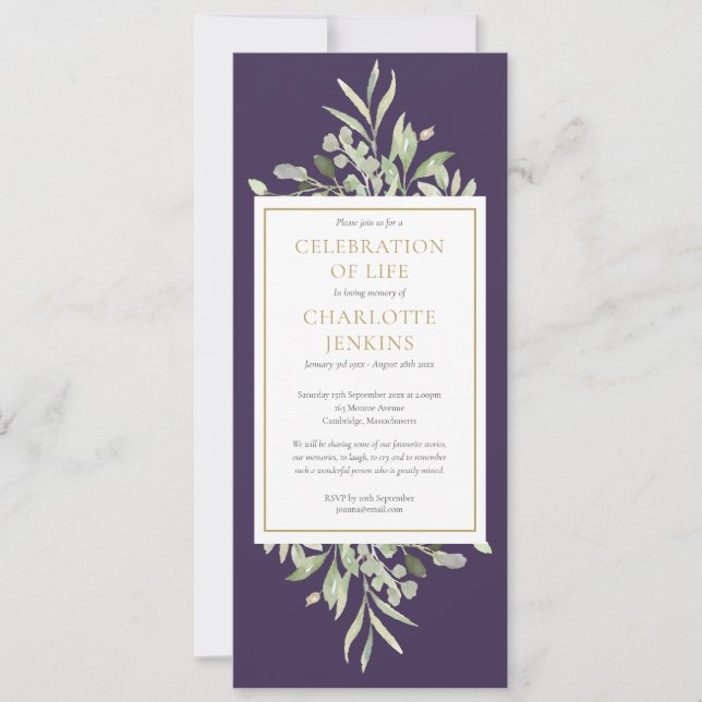 Grüne Feier zum Lebensbitter Einladung (Vorderseite)