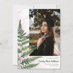 Grüne Fern Elegante Rosa Abschluss Ankündigung