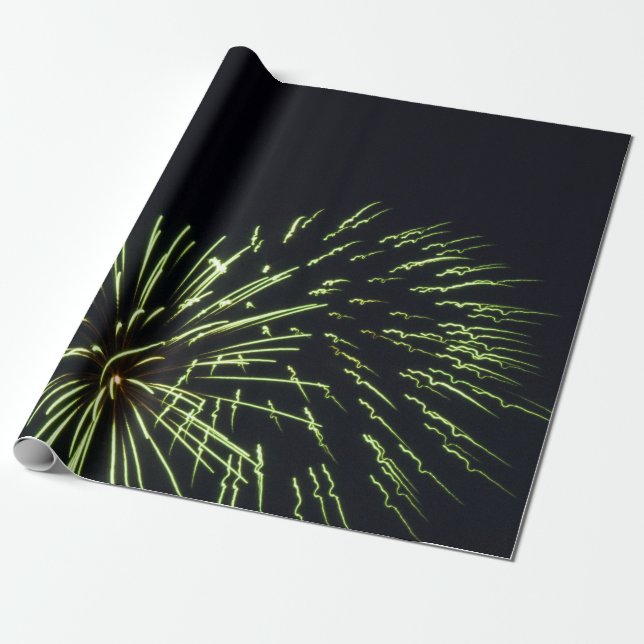 Grüne Feuerwerks-Geschenk-Verpackung Geschenkpapier (Ungerollt)