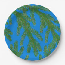 Grüne Fichtenbäume und Zweige Blau