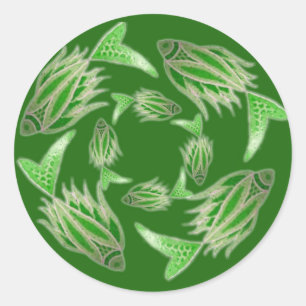 Grüne Fisch-einkreisender Aufkleber