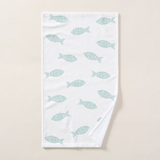 Grüne Fische auf weißem Grund Handtuch
