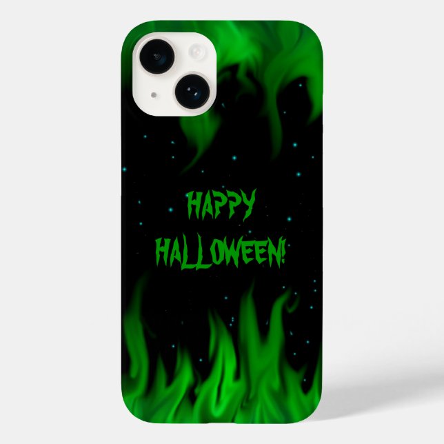 Grüne Flammen im Sternenhimmel Case-Mate iPhone Hülle (Rückseite)