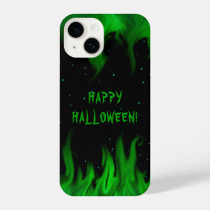 Grüne Flammen im Sternenhimmel iPhone 14 Hülle