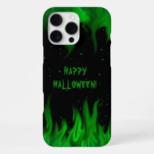 Grüne Flammen im Sternenlicht Himmel iPhone 16 Pro Max Hülle