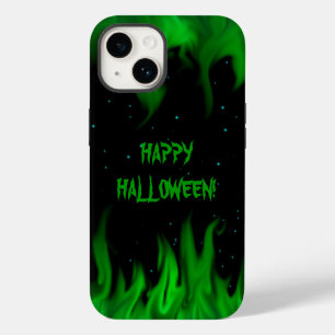 Grüne Flammen im Sternenlicht Himmel iPhone Hülle