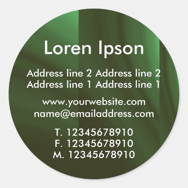 Grüne Flasche Business / Profil Runder Aufkleber (Vorderseite)