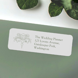 Grüne Fleur-de-Lis-Blätter Hochzeit Rücksendeadres