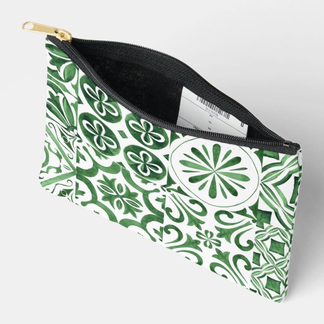 Grüne Fliesen mediterrane Schminktasche Zubehörtasche (Offen)
