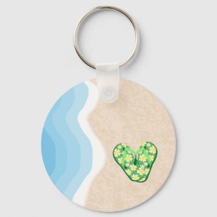 Grüne Flip Flops auf dem Beach Schlüsselanhänger