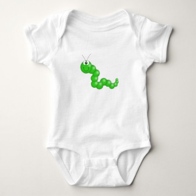 Grüne flockige Raupe Baby Strampler (Vorderseite)
