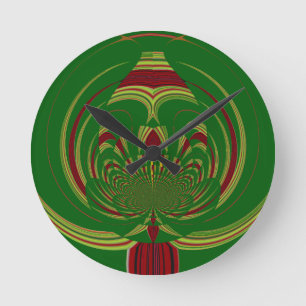 Grüne Floral Runde Wanduhr