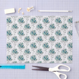Grüne Florale Abstrakte Doodle-Kunst Seidenpapier
