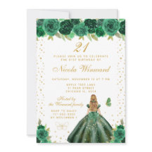 Grüne Florale Blondhaarige Prinzessin Geburtstagsf