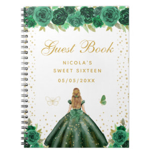 Grüne Florale Blondhaarige Prinzessin Sweet Sixtee Notizblock