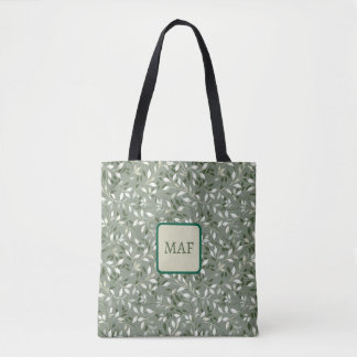 Grüne florale botanische Weinreben Monogramm Tasche