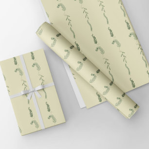 Grüne florale Doodles  Geschenkpapier Set
