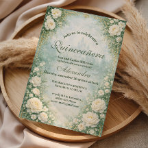 Grüne Florale Goldene Garten Quinceañera