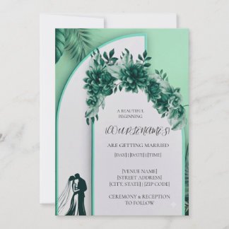 Grüne florale Hochzeitseinladung Einladung