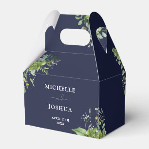 Grüne Florale Moderne Blaue Hochzeit Geschenkschachtel