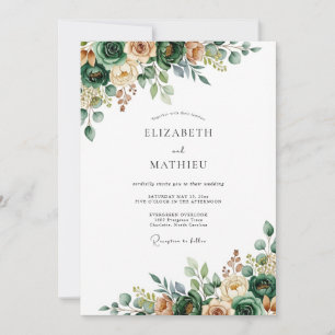 Grüne Florale Üppige Hochzeit Einladung